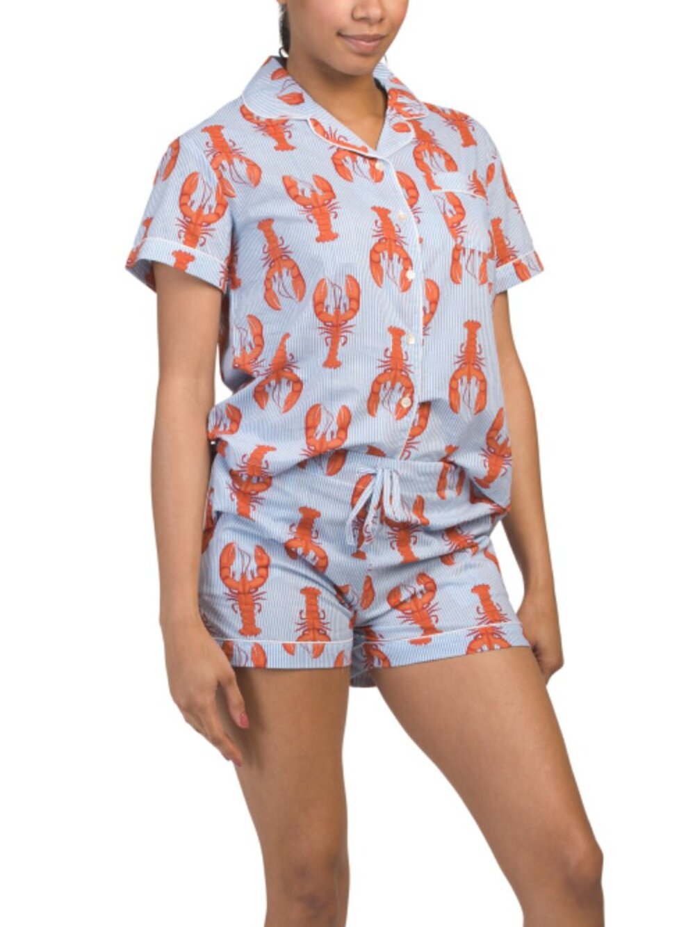 CRAFTED BY MAHOGANY 2pc Cotton Lobster Print Top And Shorts Pajama Set